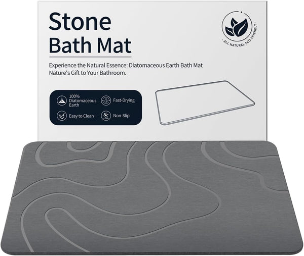 Stone Bath Mat – Super Absorbent, Quick-Dry, Non-Slip Diatomite Mat for Bathroom